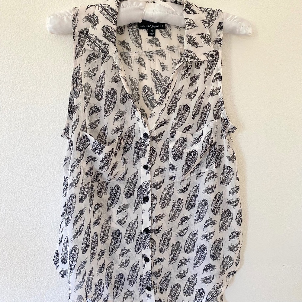 Cynthia Rowley, Flowing Feather Top, Size Medium